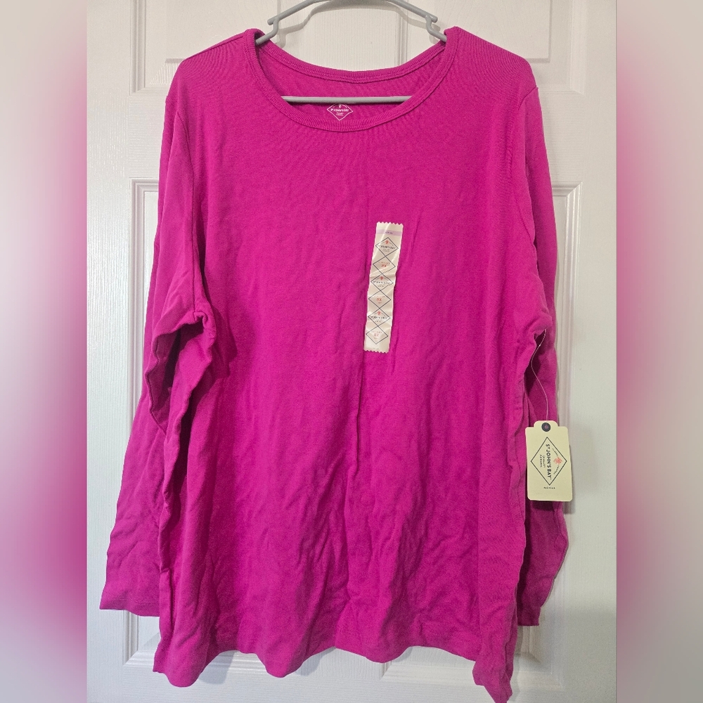 Womans 3X Pink Long Sleeve Shirt NWT
